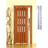 Forte Porta a Soffietto Giulia in PVC, Resistente agli urti, Riducibile, Kit completo di serratura, 88,5L x 214H cm, Effetto Legno Ciliegio con vetro molato neutro