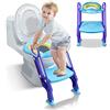 VA-Cerulean Sedile per WC con scala e braccioli, in poliuretano imbottito, per bambini da 1 a 7 anni (blu e viola)