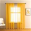GYROHOME Tenda in voile trasparente con tasca per canna, filtro per la luce del sole, trasparente, per camera da letto, patio, set di 2 pannelli, giallo oro, 100 x 200 cm