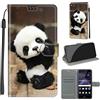 LeviDo-EU LeviDo Cover Compatibile per Huawei P8 Lite 2017 Silicone Libro PU Pelle Magnetica Flip Portafoglio con Corda Disegni Antiurto Bumper Motivo Custodia Resistente Protettiva Case, Panda