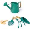 Hape Nature Fun - Set da Giardinaggio: annaffiatoio, spatola, rastrello e minivanga in Ferro e bambù per Piccoli giardinieri dai 4 Anni in su