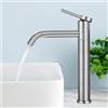 SHANFO Rubinetto Bagno Lavabo Alto,Miscelatore Monocomando per Lavabo girevole a 360°,Fredda e Calda Regolabile Rubinetto per Lavabo Bagno,Nichel Spazzolato,5M2OK-T