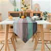 Hanrunsi Runner per il Tavolo Moderno Cucina Rustico Striscia Legno Texture Verde Acqua Runner Tavolo per Sala da Pranzo Festa Festa Decorazione Nuziale Lino Antico Vecchio Tavolo Runner 33x183cm