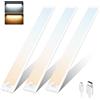 Tailcas 72LED 3 Pack 2000mAh Lampada da armadio USB-C Ricaricabile Magnetica, 3 modalità 2 Colori Regolabile Led Cucina Sotto Mobile Notturna per Armadi Scala Cucina