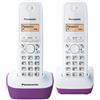 Panasonic KX-TG1612FRF Coppia Telefoni Wireless DECT, senza Segreteria Telefonica, Colore Bianco e Porpora [Versione Francese]