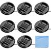 Fotover Lens Cap Bundle, 8 pezzi universale scatto centro Pinch anteriore copriobiettivo set con panno di pulizia in microfibra per Canon Nikon Sony Olympus DSLR