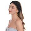 ZLYC - Fascia per capelli da donna fatta a mano, a maglia, con fiore all'uncinetto, colore: nero