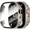Diruite 2 Pezzi Cover per Apple Watch Ultra 3/2/1 49mm Vetro Temperato Pellicola Protettiva,Protezione Dello Schermo PC Rigido,Custodia Protettiva Ultrasottile,Acciaio Titanio,49mm(Non impermeabile)