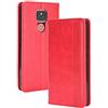 LEYAN Cover per Motorola Moto E7 Plus, Custodia Folio in Pelle Flip Wallet Libro Case con Portafoglio, Premium PU/TPU Magnetica Cover con Supporto di Stand/Carte Slot (Rosso)