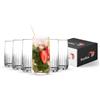 GOSOYO Set di 6 Bicchieri a Coste, 12 once/360 ml. Bicchieri Acqua Vetro per Succhi di Frutta, tè Freddo, Tazza di Caffè Freddo, Bicchieri Gin Tonic, Bicchieri Cocktail Highball