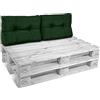 Beautissu Set da 2 Cuscini per spalliera di divanetti con Pallet o bancali Eco Style 60x40x10/20cm cad. - Verde Scuro