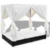 Tecno Arredo 3 Outdoor Lettino Prendisole con Tende in Polyrattan Marrone