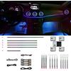 HMYC Luci ambiente per interni auto HMYC, striscia in fibra ottica acrilica con 128 LED colorati 18 in 1, decorazione universale con molteplici modalità e sincronizzazione musicale, controllo tramite APP