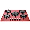 Millar GH7051PR - Teglia da forno in vetro temperato, con 5 bruciatori a gas, 70 cm, colore: Rosso