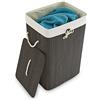 Relaxdays Cesto Portabiancheria con Coperchio, Bambù 83 L Cestino Rettangolare Pieghevole 65,5x43,5x33,5 cm, Nero