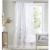 Catherine Lansfield Meadowsweet Tende in voile con passanti e motivo floreale, colore: Bianco
