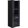 MB Muebles Bonitos, Vetrina Pensile Luke V2, LED, Melamina, Finitura, Finitura Lucida, Nero, 40x126x29cm