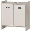 Schildmeyer Lindholm - Mobile base lavabo in legno derivato, finutura rovere sabbiato e beige crema, 56,9 x 33 x 62,4 cm