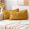 MIULEE Federe in Velluto a Coste Decorative Cuscini Morbidi Copricuscini per Divano Moderne Comodo Robusto per Camera da Letto 2 Pezzi Curcuma 30x50 cm