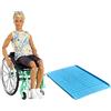 Barbie, Ken Fashionista Doll #167 with Wheelchair & Ramp Wearing Tie-Dye Shirt, Black Shorts, White Sneakers & Sunglasses, Toy for Kids 3 to 8 Years Old, GWX93
