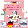 PaPIerDraCHeN 100 tatuaggi metallici da attaccare - tatuaggi per bambini rispettosi della pelle atmosfera da spiaggia - disegni fantastici - come regalo di compleanno o idea regalo - vegan - testato TÜV