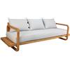 NATERIAL Divano da giardino con cuscino grigio e braccioli Equateur NATERIAL da 3 posti, struttura in teak seduta in teak marrone, L 83 x H 83 x P 83 cm