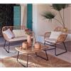 Leroy Merlin Salotto da giardino Bambù in rattan beige e con cuscini in poliestere beige per 4 persone