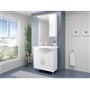 Leroy Merlin Mobile bagno da terra con lavabo e illuminazione L 75 x H 81.5 x P 50.5 cm bianco lucido in mdf, 2 ante per vasca centrale Simona