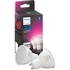 Philips Hue Set da 2 lampadine Hue Color, LED, GU10 faretto, trasparente, luce cct e rgb, 5.7W= 350LM (equiv 5.7 W), 200° dimmerabile, PHILIPS HUE