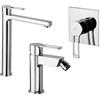 Paffoni set miscelatori lavabo alto, bidet senza scarico e incasso doccia 1 via cromato mod. Ringo