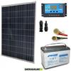 Energiasolare100 Kit solare fotovoltaico pannello 100W 12V Regolatore 10A Batteria AGM 100Ah Cav