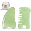 EQLEF Guasha Viso Pietra 2 Pz, Gua Sha Pettine e Cuore Gua Sha Scraper Board Naturale Guasha Strumento Viso Corpo Gua Sha Massaggio Pietra per Spa e Cura Della Pelle