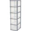 Iris Ohyama Cassettiera in Plastica, Portaoggetti, 5 Cassetti Grandi, Grigio, Apertura Facile, Formato A4, A5 e A6, Organizzatore, Per Ufficio, Scuola, Cartoleria, Senza BPA, Contenitore, OCH-2500