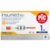Pikdare Siringa Insulina Pic Insumed 1 Ml 100 Ui Ago Gauge 30 12,7 Mm Senza Spazio Morto 30 Pezzi