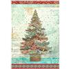 Carta di riso Christmas Greetings albero Stamperia