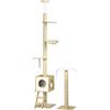 PawHut Albero per Gatti in Legno ad Altezza Regolabile con Tiragraffi, Casetta, Amaca e Pallina, 40x40x225-285 cm | Aosom