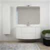 Mobile bagno sospeso bianco frassino 120 cm con specchio LED cassettoni  soft close e colonna grande, Arcshop