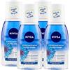 Nivea Struccante Occhi Doppia Azione con Acqua Purificata e Estratti di Fiordaliso Elimina Trucco Waterproof - 4 Flaconi da 125ml