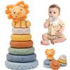 LEADSTAR Giocattoli Impilabili, Blocchi Sensoriali Montessori Giochi Dentizione Neonato 6 Mesi Cubi Morbidi per Bimbi Bambini Giocattolo Educativi Gioco Regalo per Neonati 6 12 18 Mesi (Giallo)