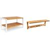Relaxdays Scarpiera con Ripiani, Mobiletto per Scarpe per 8 Paia, HxLxP: 33 x 70 x 24,5 cm, in bambù, Marrone Bianco & Mensola da Parete, Portasciugamani in bambù, da Bagno, Appendi Abiti