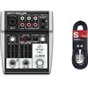 Behringer 302USB Mixer premium a 5 ingressi con preamplificatore microfonico XENYX e interfaccia USB/audio & Cavo da microfono a mixer Stagg SMC6 da 6 metri XLR (m) -XLR (f), nero