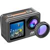 SHUIYUE Daoco 4K 24MP Dual Screen Videocamera sportiva DV Camcorder 2,0 pollici grandangolo 170° EIS 40m impermeabile Wi-Fi con telecomando macro obiettivo per sport all'aria aperta *