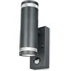 4lite Marinus - Lampada da parete per esterni, con sensore di movimento (antracite) antiruggine IP44, 4L2/2308-4 anni di garanzia