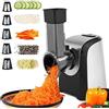 Meykey Nictemaw Tagliaverdure Elettriche, Tritatutto Multifunzionale Grattugia 150W con 5 coni in Acciaio Inossidabile, Argento