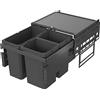 VAUTH-SAGEL Envi Space - Pattumiera da incasso a 3 scomparti, completamente estraibile, con smorzamento e rientranza automatica integrata, 2 x 10 litri, 1 x 16 litri, in plastica, colore: grigio lava