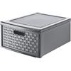 Rotho Country Cassettiera con 1 Cassetto in Rattan, Plastica (PP) senza BPA, Grigio (Antracite), Grande/19.2 L, 45.0 x 34.0 x 20.0 cm