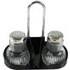 FACKELMANN 47320 - Portaspezie con saliera e pepiera e porta stuzzicadenti (colore: argento/trasparente/nero), 1 pezzo