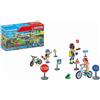 Playmobil City Life 71332 Educazione stradale, Corso di bicicletta, segnali stradali in bicicletta e altro, giocattolo per bambini dai 4 anni in su