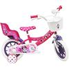Vélo ATLAS Bambini 12', Bicicletta Disney Minnie 1 Freno, portabambole, Cestino Anteriore e stabilizzatori, Rosa