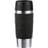 Emsa Travel Mug Wave N20212 - Tazza termica da viaggio, 0,36 litri, tappo a vite, in acciaio inox, 4 ore caldo e freddo 8 ore, 100% ermetico, lavabile in lavastoviglie, apertura a 360°, colore nero